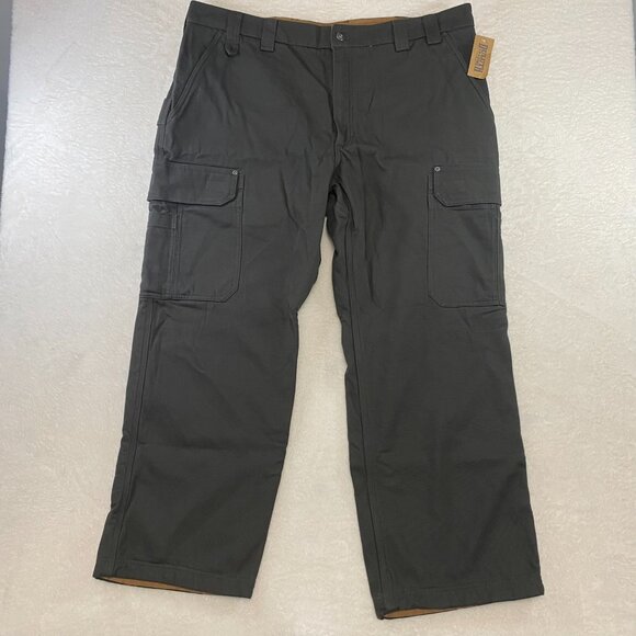 Duluth Trading Fire Hose Fleece-Lined Cargo Pants Size 44x30 Gray Heavy Canvas - Picture 2 of 11